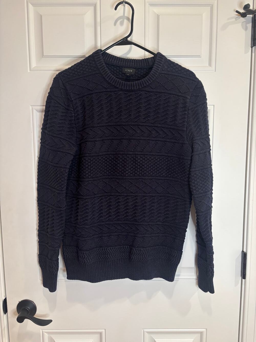 J.Crew Navy Fisherman Cotton Sweater – Textured Guernsey Stitch
